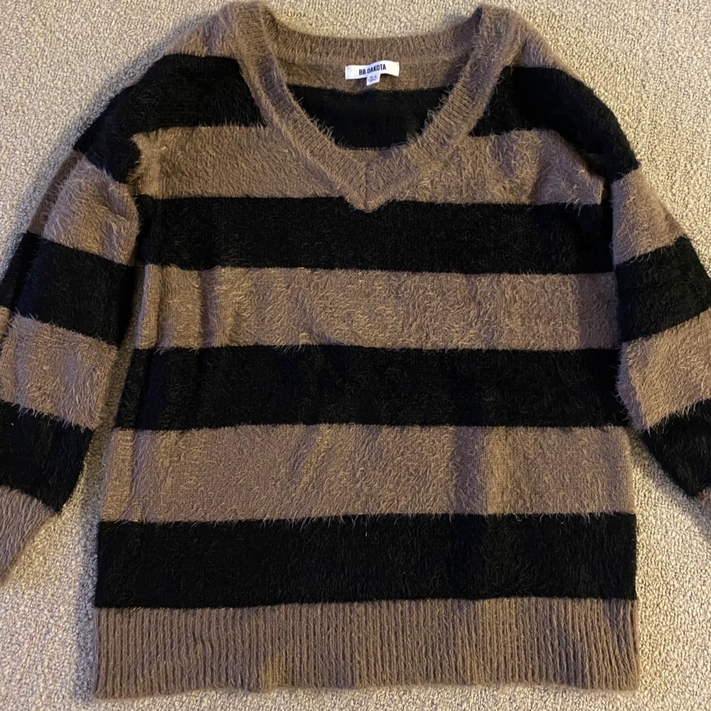 Bb Dakota Fuzzy Striped Sweater